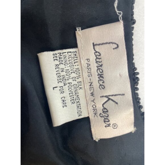 Vintage Lawrence Kayan Women's Black Silk Beaded Blazer Sweater Sz- L - Picture 5 of 6
